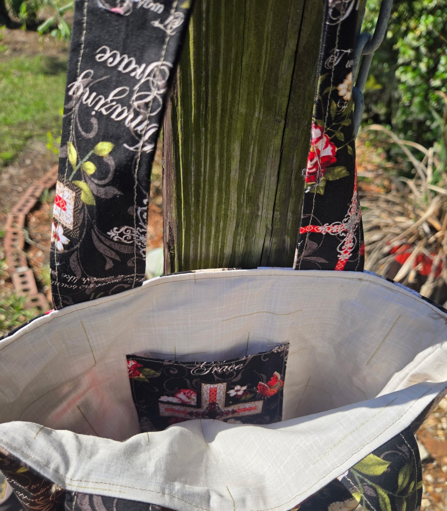 Handmade Fabric Bag Tote - Amazing Grace