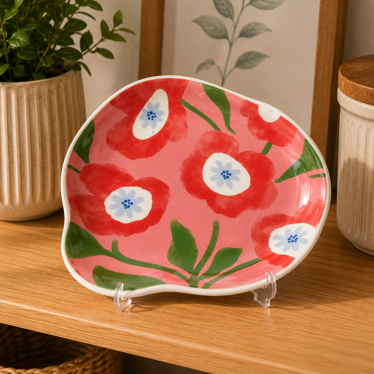 Ceramic Red Flower Dish