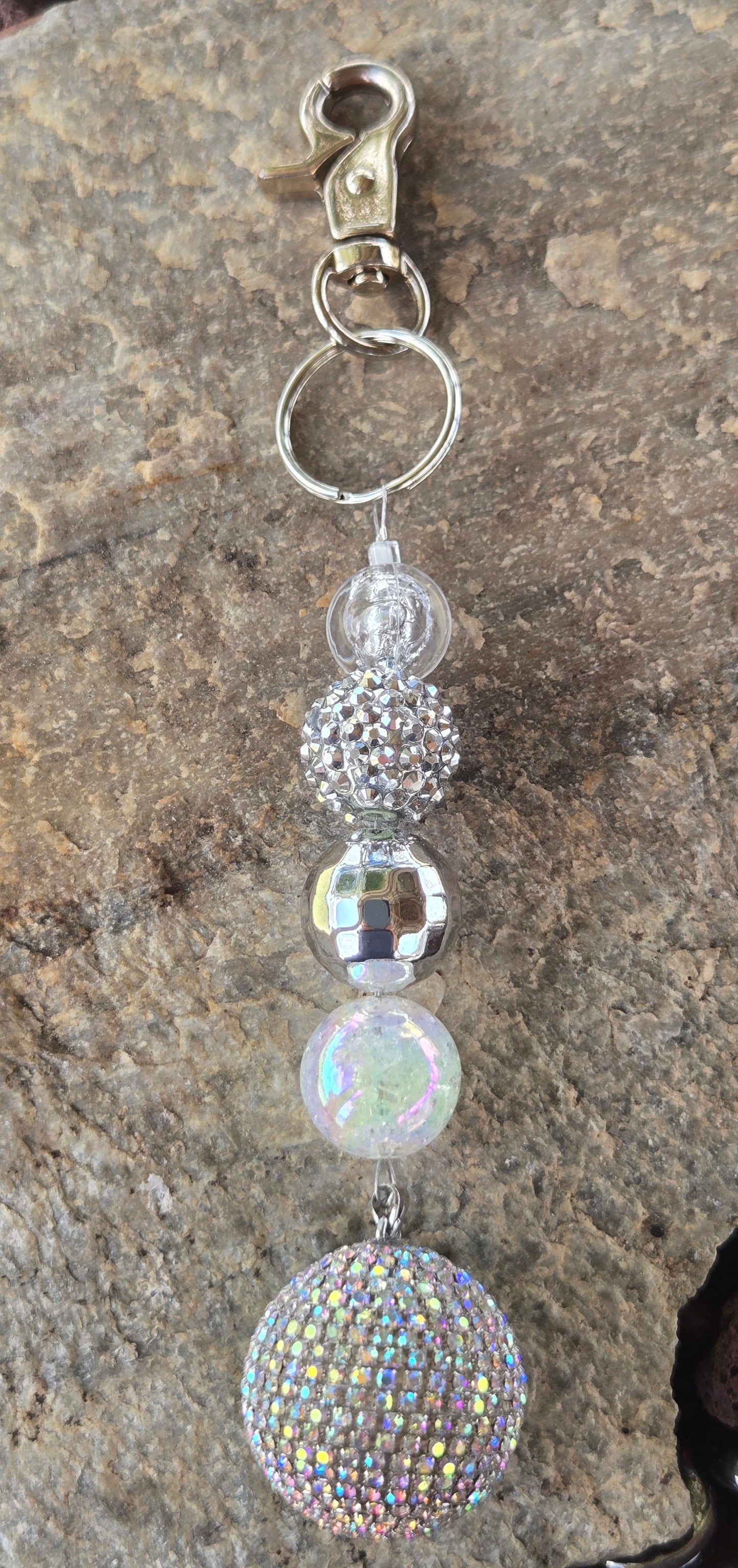 Disco Ball Keychain with Sparkly Beads