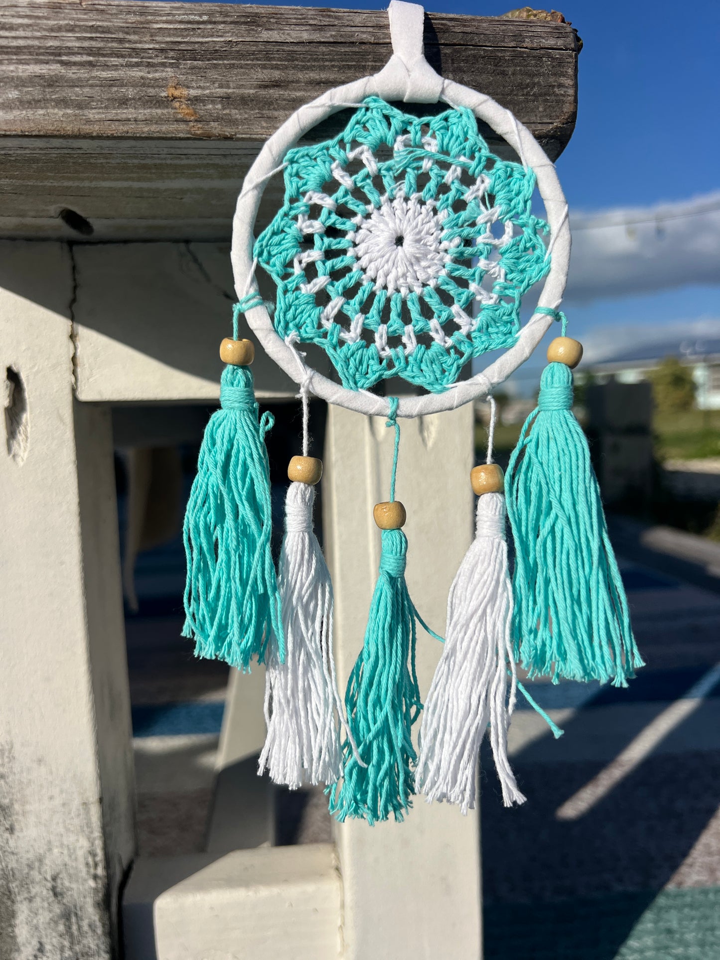 White and Turquoise Dream Catcher