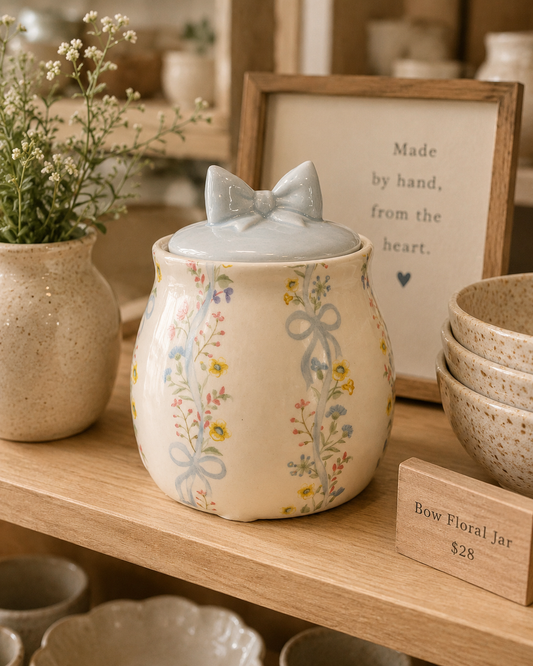 Blue Bow Ceramic Sugar Bowl