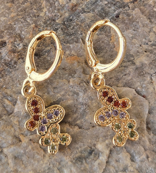 Multicolored Double Butterfly Earrings