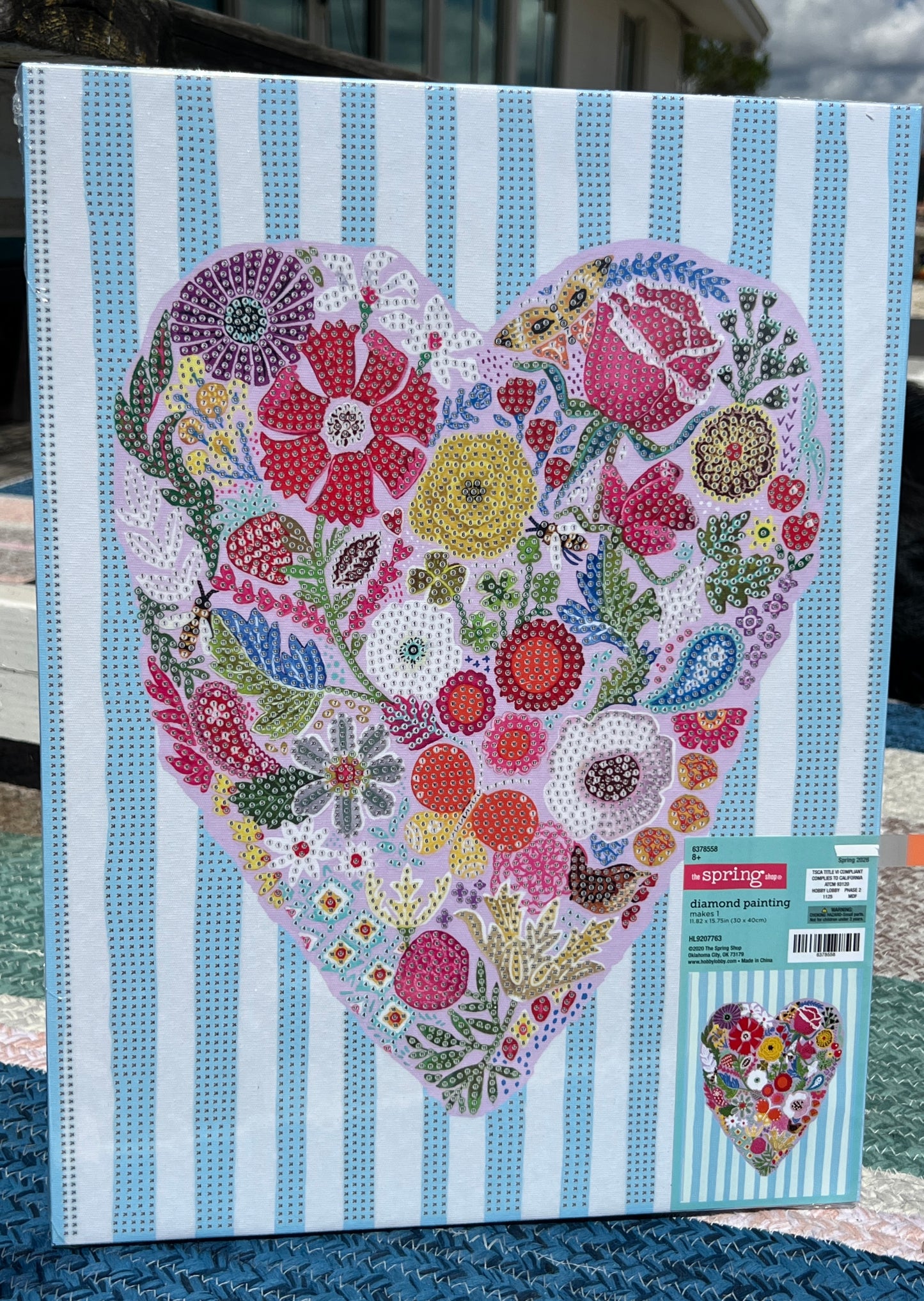 Heart with Blue Stripes Diamond Art (Large)