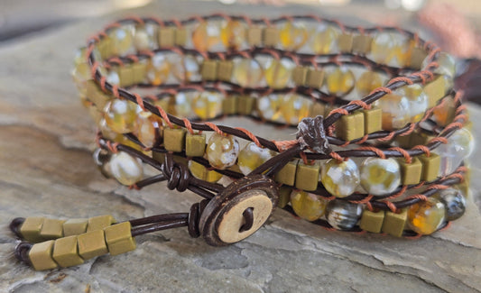 Braided Bracelet Fire Agath Stones