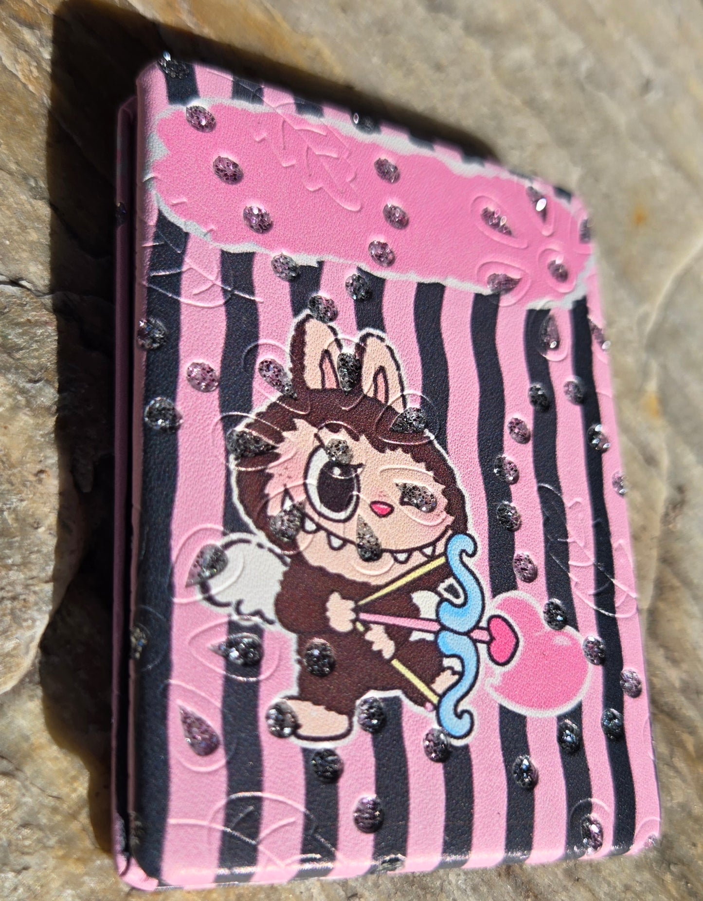 Mirror two sided with soft cover and sparkle