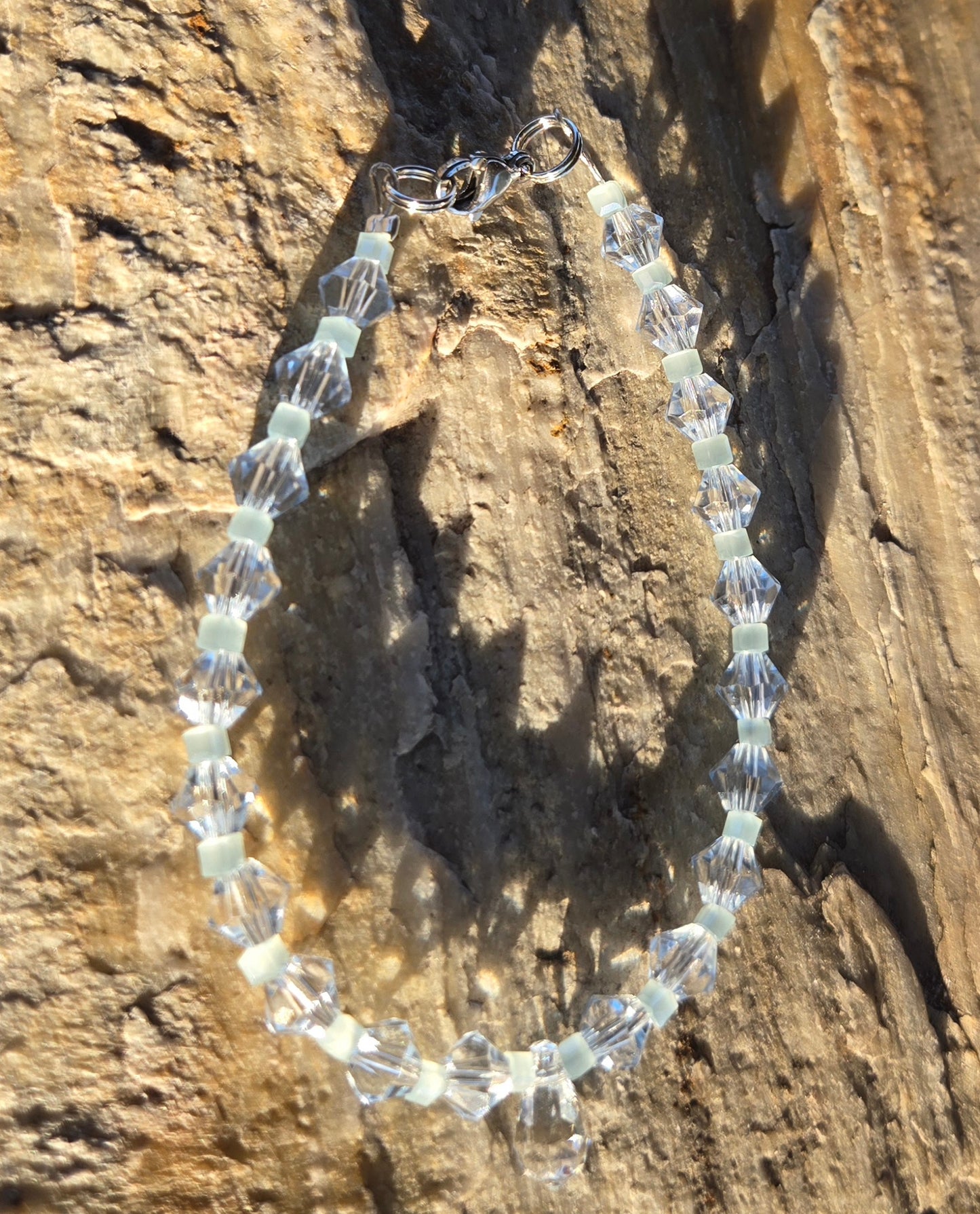 Bracelet Blue with Blue Spacers and Tear Drop Glass Bead