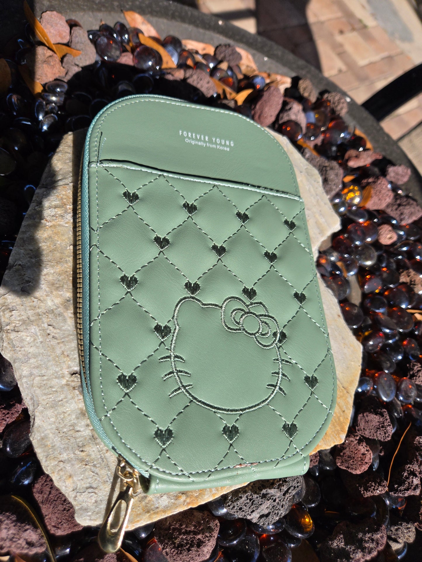 Green Cell Phone Bag with over the shoulder strap