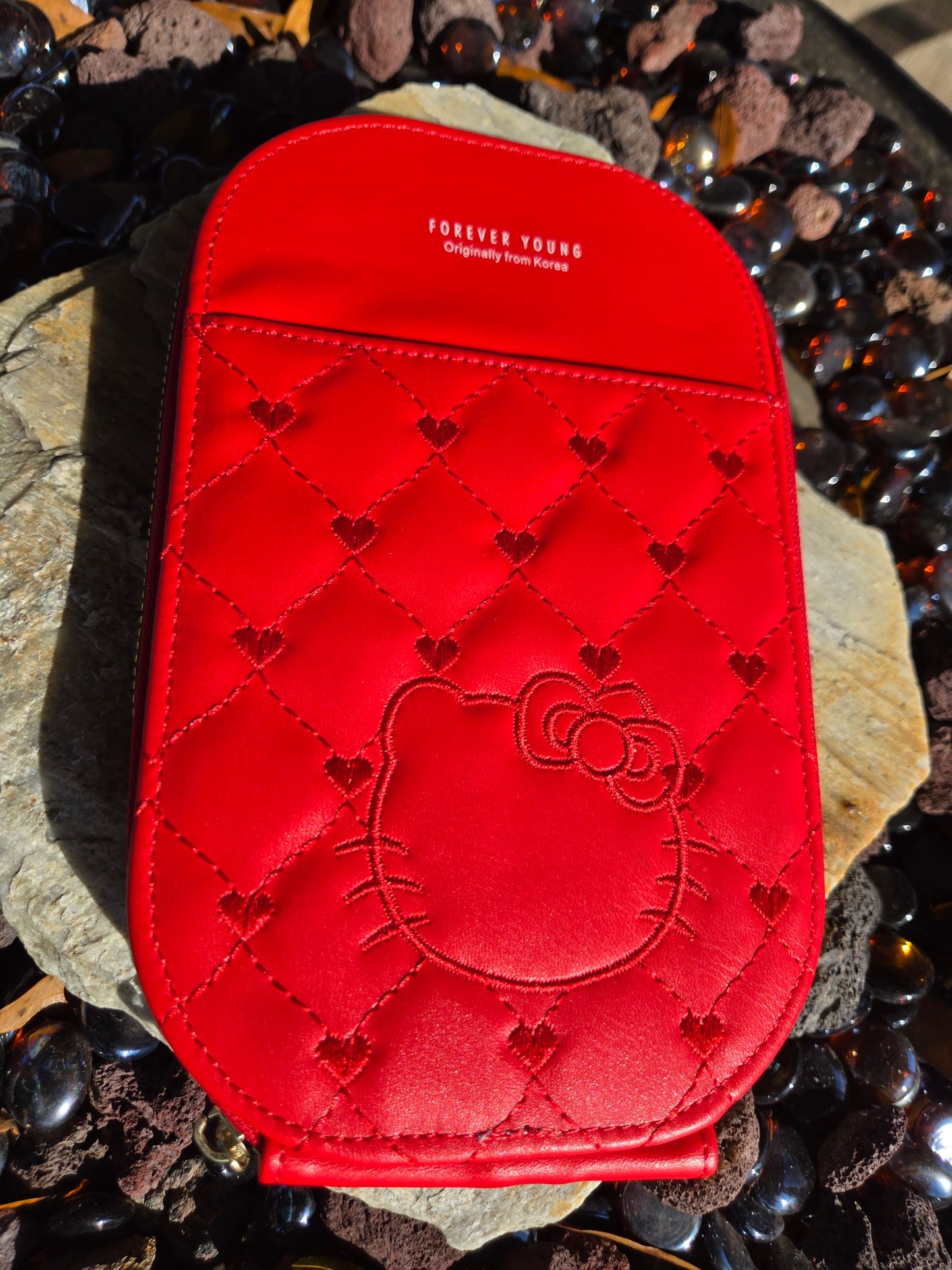 Red Cell Phone Bag with over the shoulder strap
