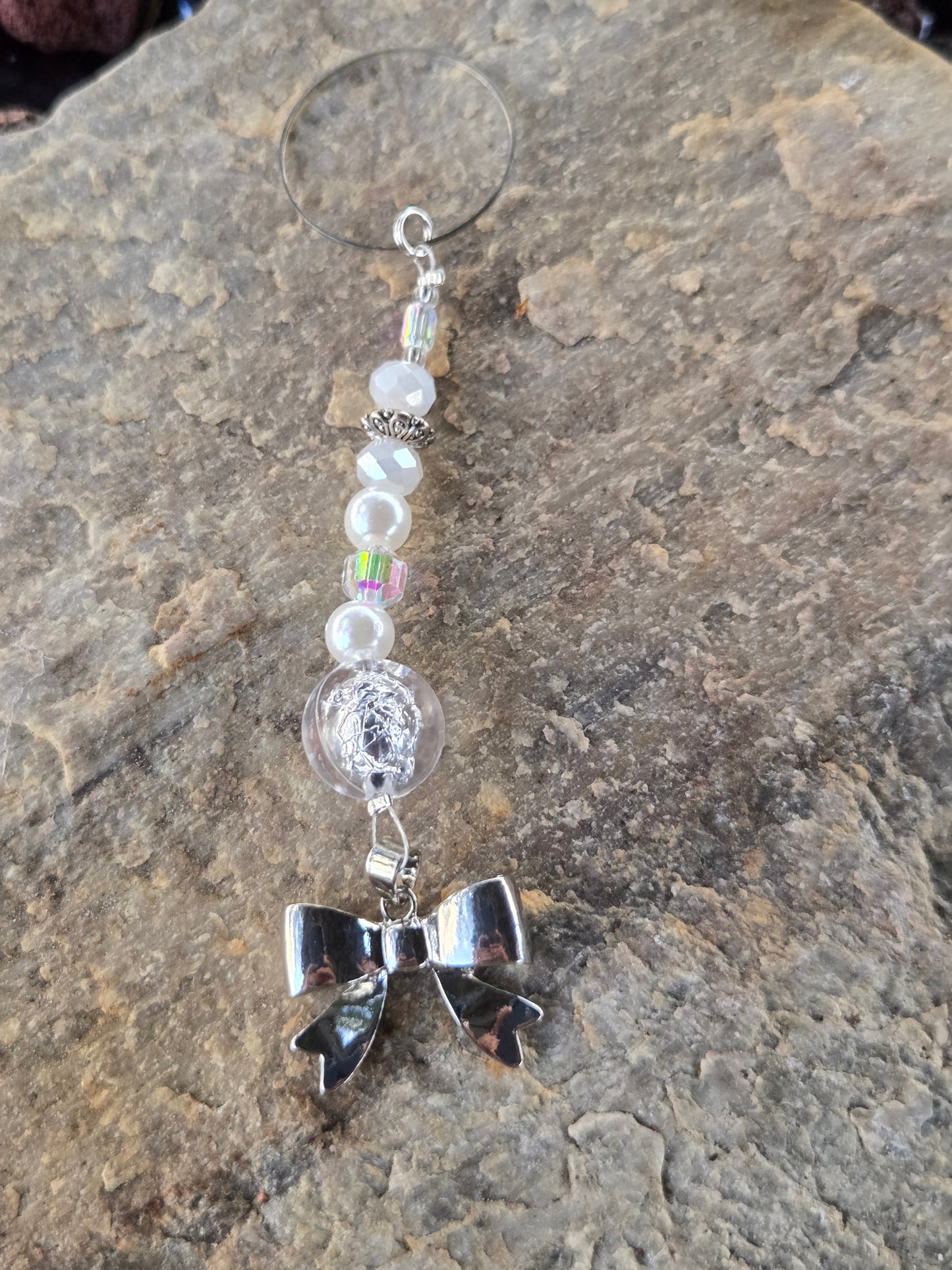 Silver Plated Bow with Sparkly Beads