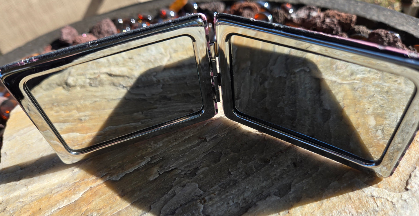 Mirror two sided with soft cover and sparkle