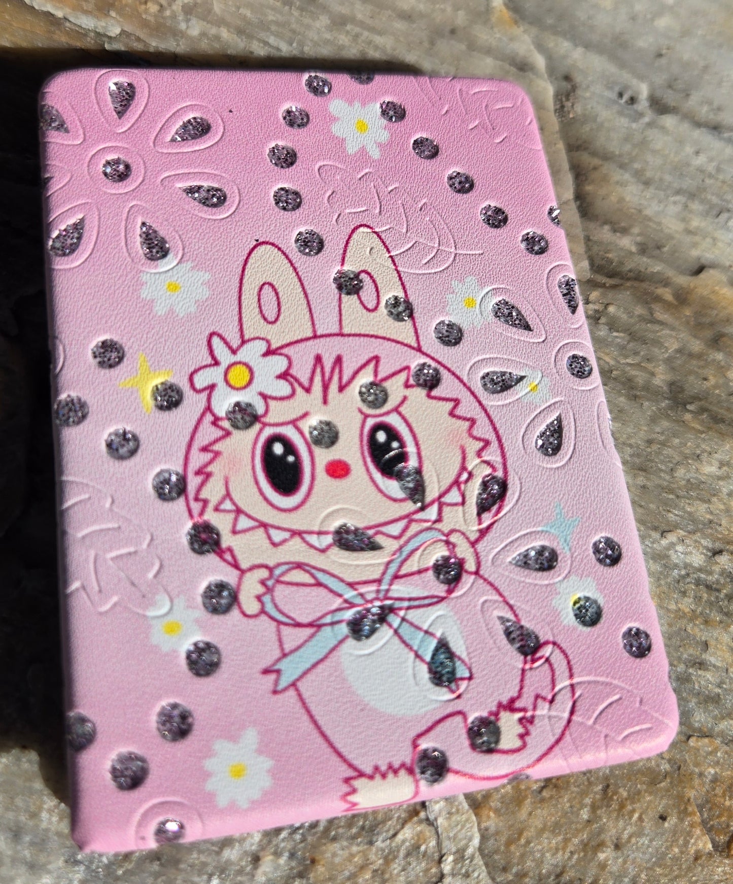 Mirror two sided with soft cover and sparkle
